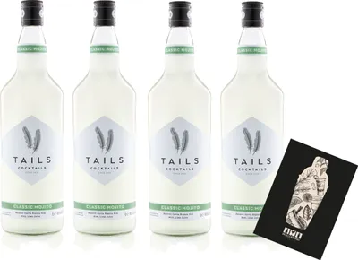 Produktbild von Tails Cocktails 4er Set classic Mojito 4x 1L (14,9% Vol) Fertig Cocktail Ready to Drink Mit Mixcompany Grußkarte- [Enthält Sulfite]