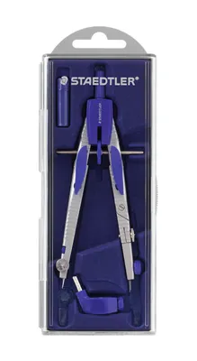 A Staedtler compass set in its clear plastic packaging.