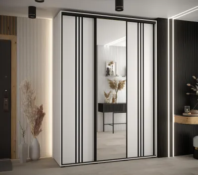 Obrázok produktu pre Šatníková skriňa YVONA 7 - 180/45 cm, biela / čierna