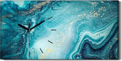Produktbild von Küche Wohnzimmer Wand Leinwand Uhr 60x30 Wandkunst Malarei Aquarell farbenfroh - schwarze Hände