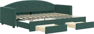 Obrázok produktu pre vidaXL Rozkladacia posteľ so zásuvkami Tmavo zelená 80x200 cm Velvet