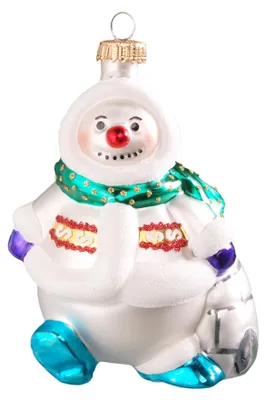 Produktbild von Krebs Glas Lauscha Weihnachtsbaumschmuck - Schneemann mit Schal - aus Glas gefertigt - ca. 11 cm