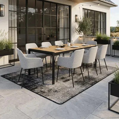 Produktbild von In- & Outdoor Teppich Beidseitig Newport Schwarz Melange, Größe:300x300 cm