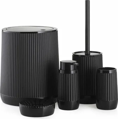 Produktbild von HowHomely | Badezimmer-Set - Badaccessoires-Set - 5er Set - Schwarz - Bad-Set - Loft