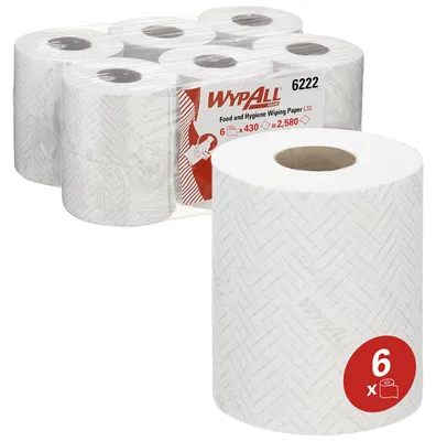 Productafbeelding van WypAll 6222, wit, papier, 16400 mm, plastic zak, 6 stuks