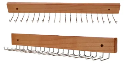 Produktbild von 2 Stück Holz Krawatten- und Gürtelorganizer mit 20 Haken für Schlafzimmer und Herrenkleiderschrank, platzsparender Wandhalter