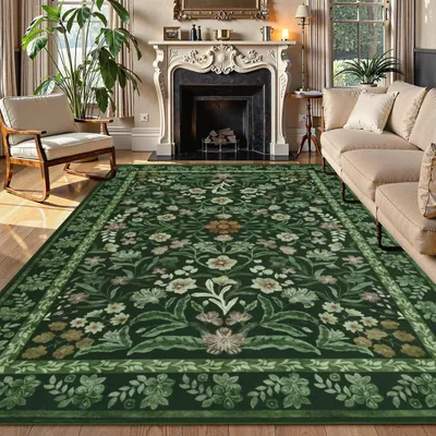 Immagine prodotto di Tappeto lavabile, dimensioni 120x170 cm, motivo floreale, ideale per soggiorno e camera da letto