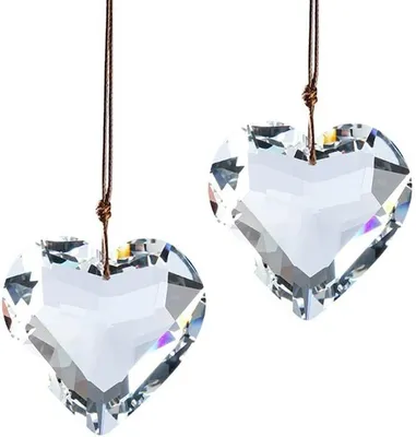 Produktbild von Kristall Sonnenfänger 2 Stück, 1.8 cm, Herzform, transparentes Glas, für Fenster