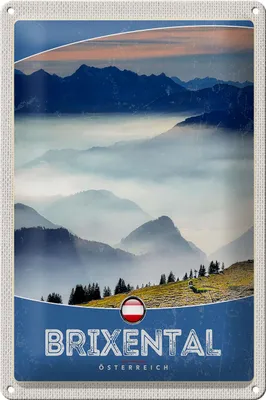 Produktbild von Blechschild Reise 20x30cm Brixental Österreich Himmel Wälder