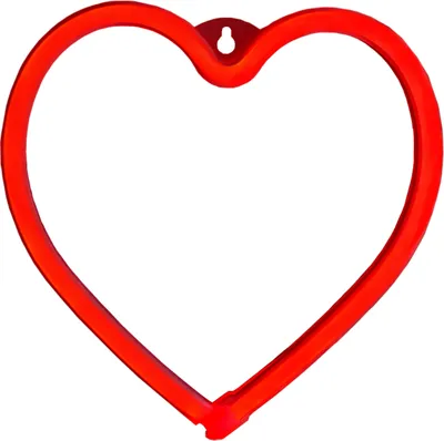 A red neon heart-shaped lamp is mounted on a white background.