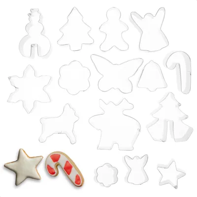 Produktbild von com-four® 15x Plätzchen Ausstechformen aus Edelstahl - Plätzchenformen mit weihnachtlichen Motiven - Keksausstecher für Weihnachten