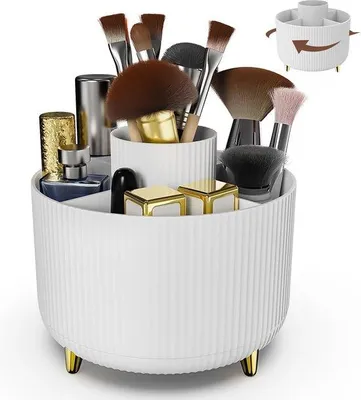 Produktbild von Kosmetik-Organisator 360 Grad rotierend, tragbarer Kosmetik-Beutel, Kosmetik-Container für Kosmetik auf dem Schminktisch, im Schlafzimmer