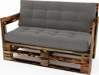 Produktbild von Lermowood Palettenmöbel Mpe Sofa 100 x 60 cm Geflammt | Europaletten Indoor und Outdoor Lounge Gartenmöbel Holz Gartenmöbel Set Lounge Möbel Terrasse Balkon Loft Stil Paletten