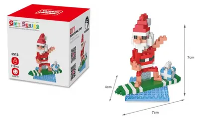 Produktbild von Weihnachtsmann Surfbrett Micro-Bricks Figur Bausatz Weihnachten Klemmbausteine