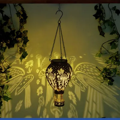 Solar-Heißluftballon LED, Bronze, 47 cm, hängend, warmweiß