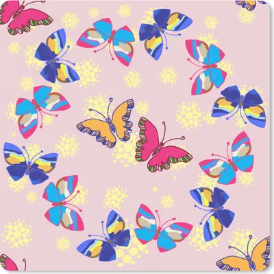 Produktbild von MuchoWow® Mauspad Mousepad Mädchen - Schmetterling - Insekten - Muster - Mädchen - Kinder - Kinder 20x20 cm - Mousepads - Maus Mat - Pad - Mausunterlage - Desk Mat - Bureauartikeln