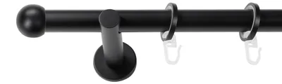 Produktbild von SN Deco Gardinenstange Straßburg, 19 mm, 1-läufig, Stahl, Komplett-Set mit Ringen, Auflageträger, 180 cm, schwarz