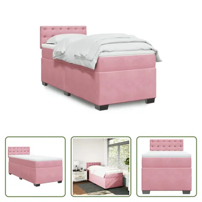Produktbild von The Living Store Boxspringbett mit Matratze Rosa 90x190 cm Samt