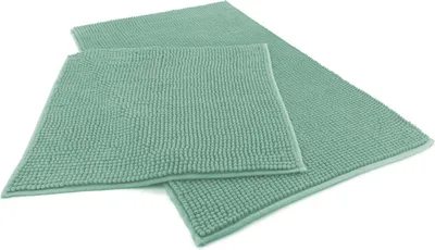 Produktbild von heimtexland ® Badvorleger Chenille Super Flauschig Saugstark Badteppich Badematte Typ771 Mint Set 45x50 / 50x80 cm
