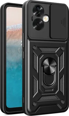 Immagine prodotto di Custodia per Oppo A79 5G, Custodia in silicone TPU Bumper con supporto ad anello, protezione per la fotocamera Nero