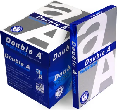 Produktbild von Double A Präsentationskopierpapier – A4-Papier – 100 Gramm – 2000 Blatt – Schachtel mit 10 Packungen à 200 Blatt