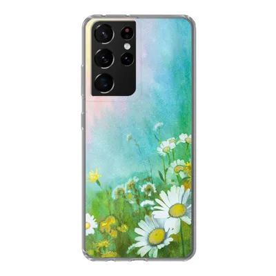 Produktbild von MuchoWow® Handyhülle Schutzhülle Hülle für Samsung Galaxy S21 Ultra Gänseblümchen - Sonne - Sommer Silikon Softcase Handy Hülle - Mobiltelefon