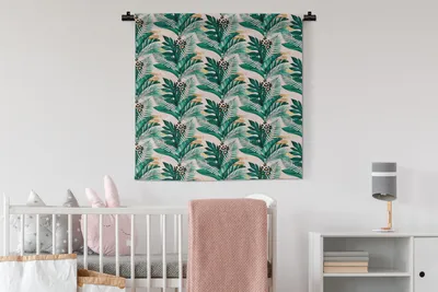 Produktbild von MuchoWow® Wandteppich Wandbehang Tropisch - Blau - Blätter 90x90 cm Tapisserie Dekoration Wandtuch - Wandaufhänger