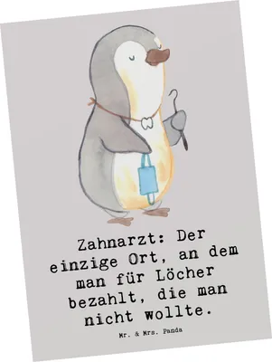Produktbild von Mr. & Mrs. Panda Ansichtskarte Zahnarzt Lochgebühr - Grau Pastell - Geschenk, Ansichtskarten, Kunstkarten, Geschenke für Berufstätige, Berufe, Zahnpraxis, Postkarte