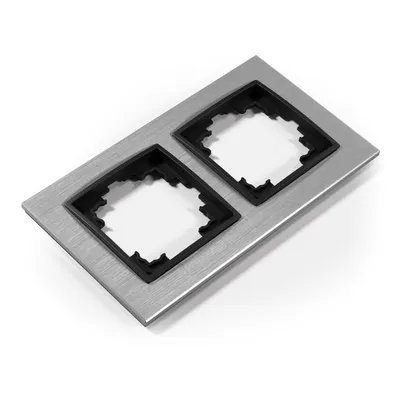Produktbild von MCPOWER Rahmen | FLAIR | 2-Fach, silbernes Aluminium, für Steckdosen