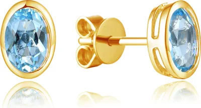 Produktbild von 585er Gelbgold Ohrstecker Aquamarin Zargenfassung ca.1,43ct. Ohrringe Solitaire 14K