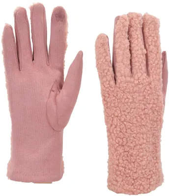 Produktbild von styleBREAKER Damen Touchscreen Handschuhe mit Teddyplüsch | Weiche warme Winter Fingerhandschuhe | Kuscheliger Smartphone Handschuh in vielen Farben