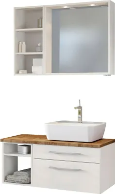 Produktbild von Held Möbel Waschtisch-Set Davos 90 cm -A- (rechts) weiß/matt weiß