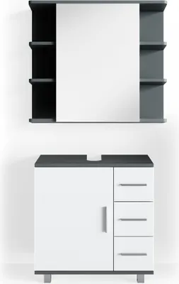 Produktbild von Vicco Badmöbel-Set Ilias, 2 Teile, Anthrazit/Weiß