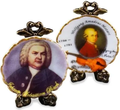 Produktbild von Miniatur-Wandteller Mozart/Bach aus Porzellan – Sammlerobjekt