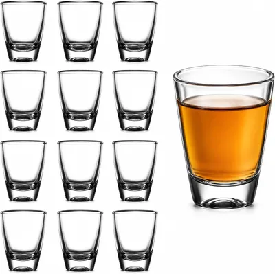 Produktbild von Shotgläser Set, 12 Stück, 32 ml, transparent, dicke Boden, für Partys