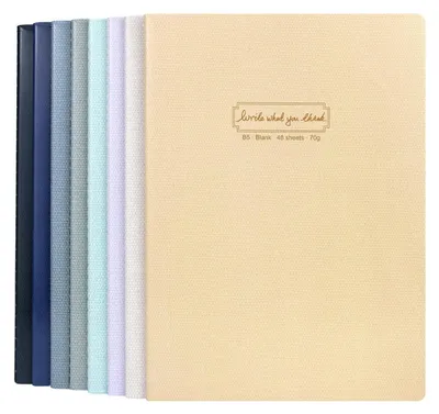 Immagine prodotto di Set di 8 quaderni B5, rilegatura a filo, pagine bianche, 48 fogli, grammatura 70g/m², copertina morbida (4 colori)