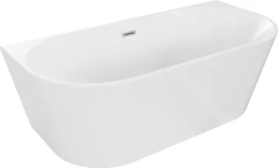 Produktbild von Mexen Oval freistehende Wandbadewanne 150 x 75 cm, weiß, Überlauf aus gebürstetem Nickel - 52671507500-97