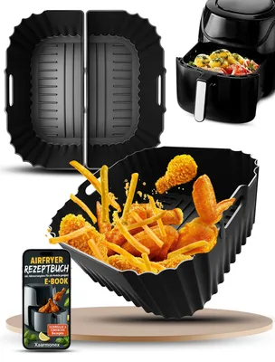 3er-Set Silikonformen für Airfryer, 8 L, 24x22,5 cm, schwarz