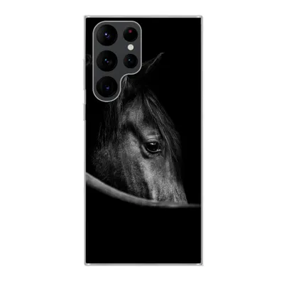 Produktbild von MuchoWow® Handyhülle Schutzhülle Hülle für Samsung Galaxy S22 Ultra Pferde - Porträt - Schwarz - Tiere Silikon Softcase Handy Hülle - Abbildung