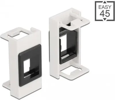 Produktbild von DeLOCK Easy 45 Modul Keystone Halterung 22,5 x 45 mm, weiß / schwarz, Schwarz, Weiß, Polycarbonat (PC), Schraubenlos, Universal, Matte, Keystone-Modul