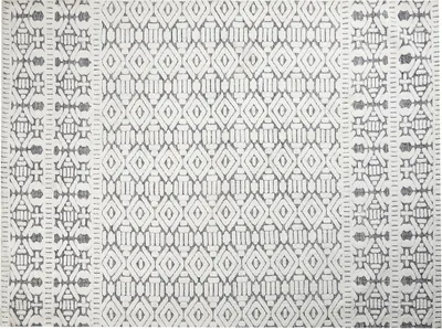 Produktbild von BELIANI Teppich Weiß und Grau Stoff Rechteckig 300 x 400 cm Hoch-Tief-Struktur Geometrisches Muster Maschinengewebt Modern Kurzhaar für Fußbodenheizung