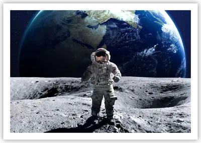 Produktbild von Poster - Poster ohne Rahmen - Astronaut Mond Erde Raum - 100x70 cm - Wand Bild - Wanddeko - Wandbilder - Kunstposter - Wandposter - Bilder - Kunstdruck - Wanddekoration - Wandbild - P2XAA100x70-2864