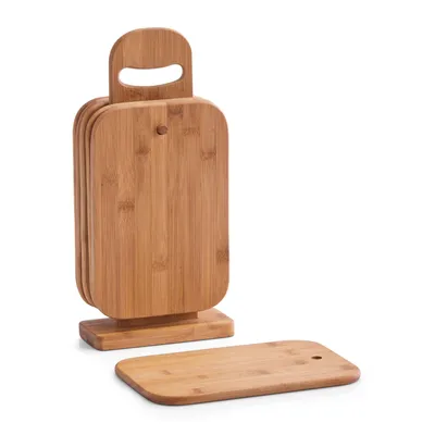 Zdjęcie produktu dla 6 desek do krojenia + stojak w komplecie, drewno bambusowe, ZELLER