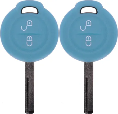 Produktbild von 2x Auto Schlüssel Silikon Schutz Hülle  Fluoreszierend Blau kompatibel mit Mitsubishi Colt VI Smart Forfour 454 2 Tasten Funk Fernbedienung