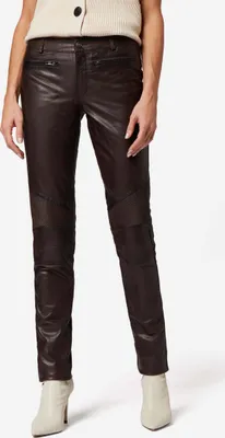 Immagine prodotto di Pantaloni Ricano da donna in pelle jeans DONNA in nappa di capra morbida come il burro - marrone / S
