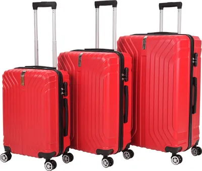 Produktbild von VERTICAL STUDIO "Kittilä" Koffer 3er-Set (20"/24"/28"), 4 Rollen, 3-stelliges Zahlenschloss, Teleskopgriff, platzsparend stapelbar rot | VS-82