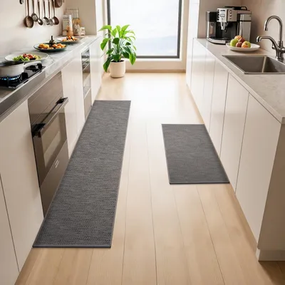 Productafbeelding van Antislip keukenmat, verkrijgbaar in de afmetingen 43x75 cm en 43x150 cm, 2-delig, wasbaar, geschikt voor in de keuken