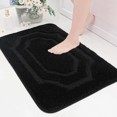 Zdjęcie produktu dla Mata antypoślizgowa Unyqoos® – miękka i antypoślizgowa, 50 x 80 cm, czarna, wysokość włosa 2 cm (poliester), podkład antypoślizgowy TPR, wysoka chłonność