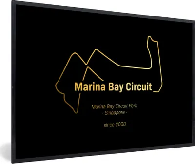 Produktbild von MuchoWow® Gerahmtes Poster Singapur - Formel 1 - Rennstrecke 90x60 cm - Poster mit Schwarzem Bilderrahmen Wandposter Rahmen Foto Bilder - Fotorahmen - Foto-Plakat