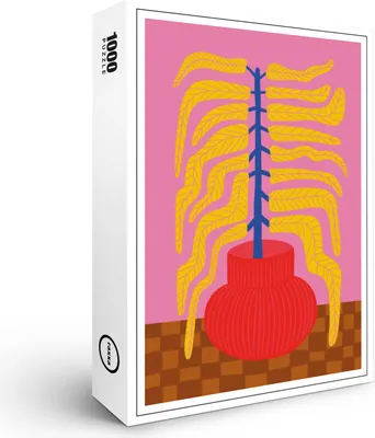 Image de puzzle premium raxxa "Fleur abstraite de style rétro en rose", 1000 pièces